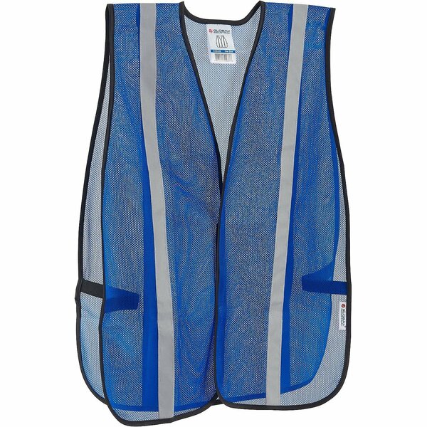 Global Industrial Hi-Vis Safety Vest, 2in Reflective Strips, Mesh, Blue, One Size 641643B